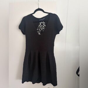 French Connection Black Mini Dress with Lace Detail